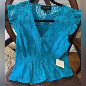 Laundry by Shelli Segal Turquoise Lace Top NWT